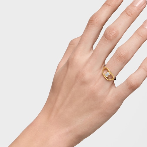 Anel com banho de ouro 18 kt sobre prata e madrepérola Camille