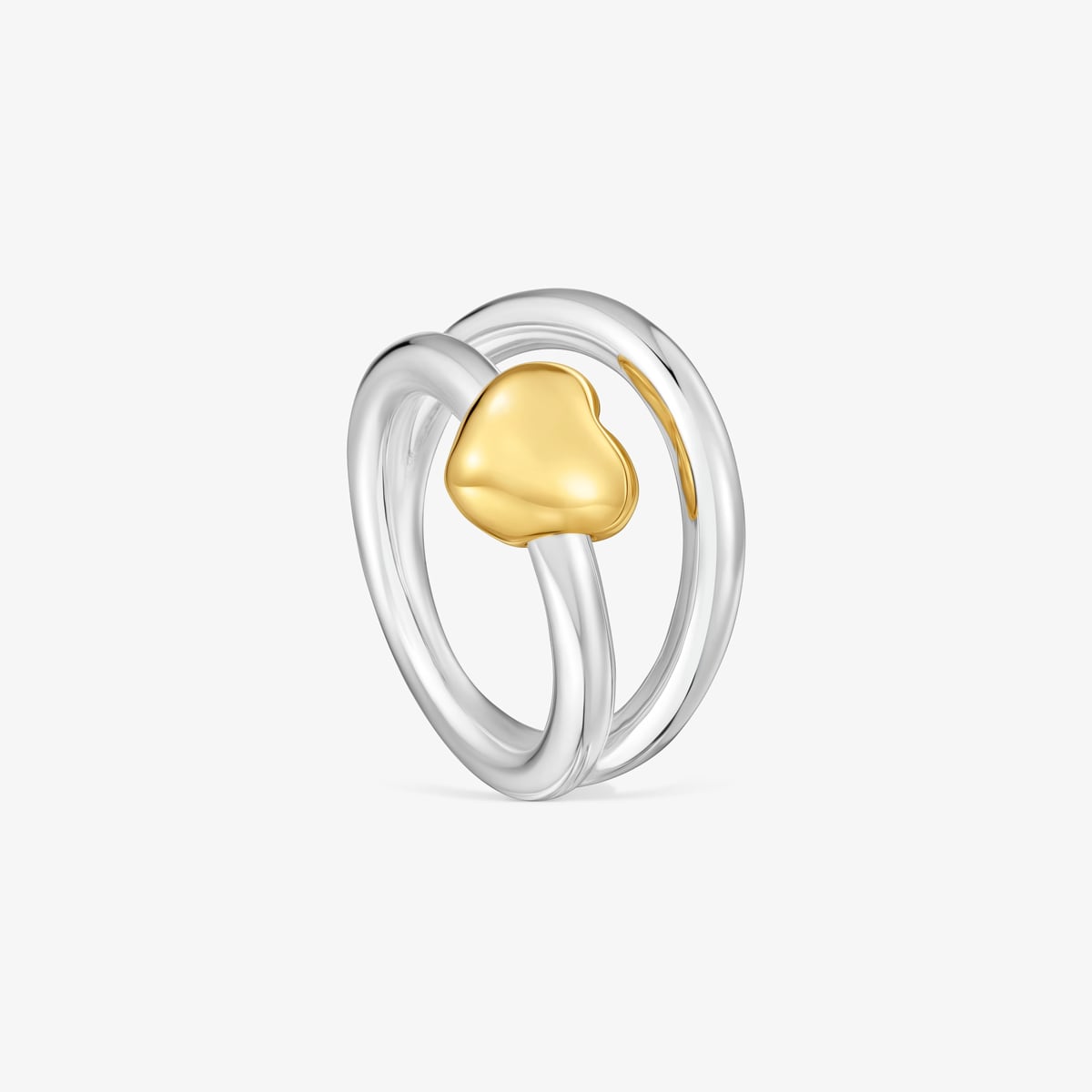 Tous - Anillo Doble Aro Bicolor Motivo Corazón Tous Flechazo Talla 10