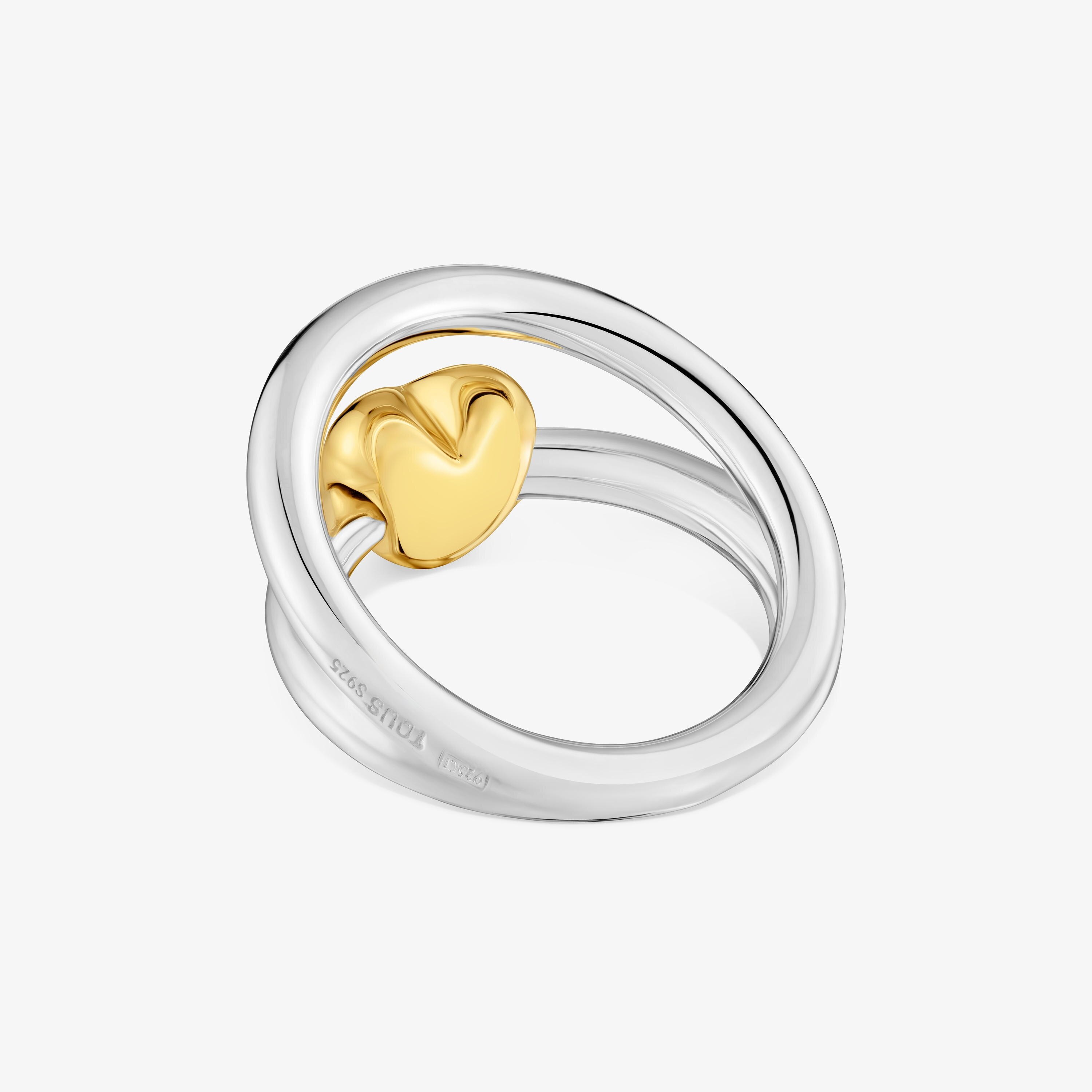 Two-tone heart-motif Double hoop ring TOUS Flechazo