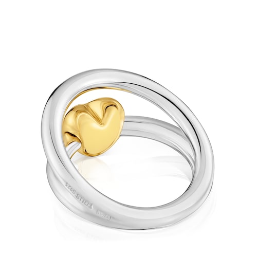 Bague double anneau bicolore motif c&oelig;ur TOUS Flechazo