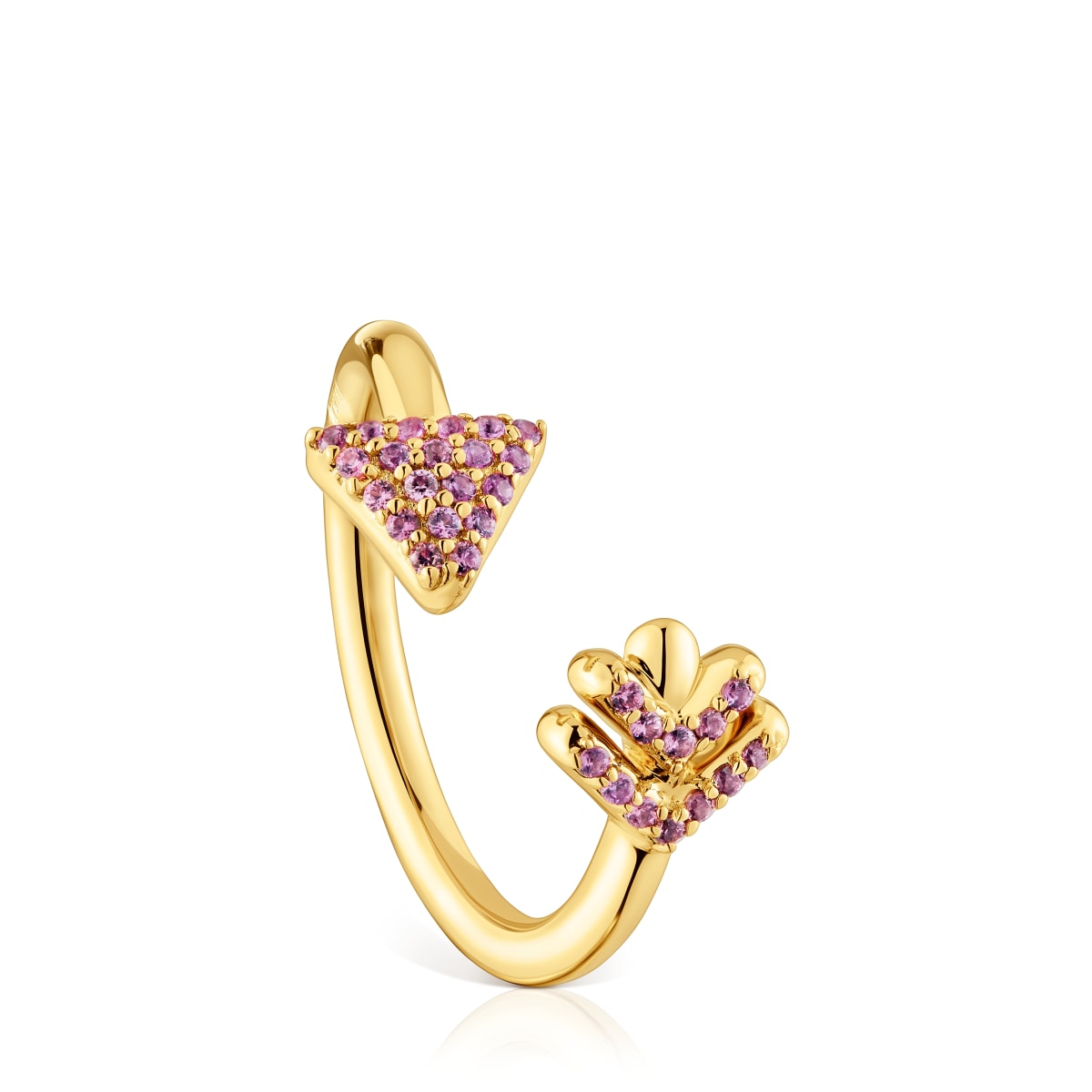 Tous - Anillo Abierto Con Baño De Oro 18 Kt Sobre Plata Y Rodolitas Tous Flechazo Talla 11