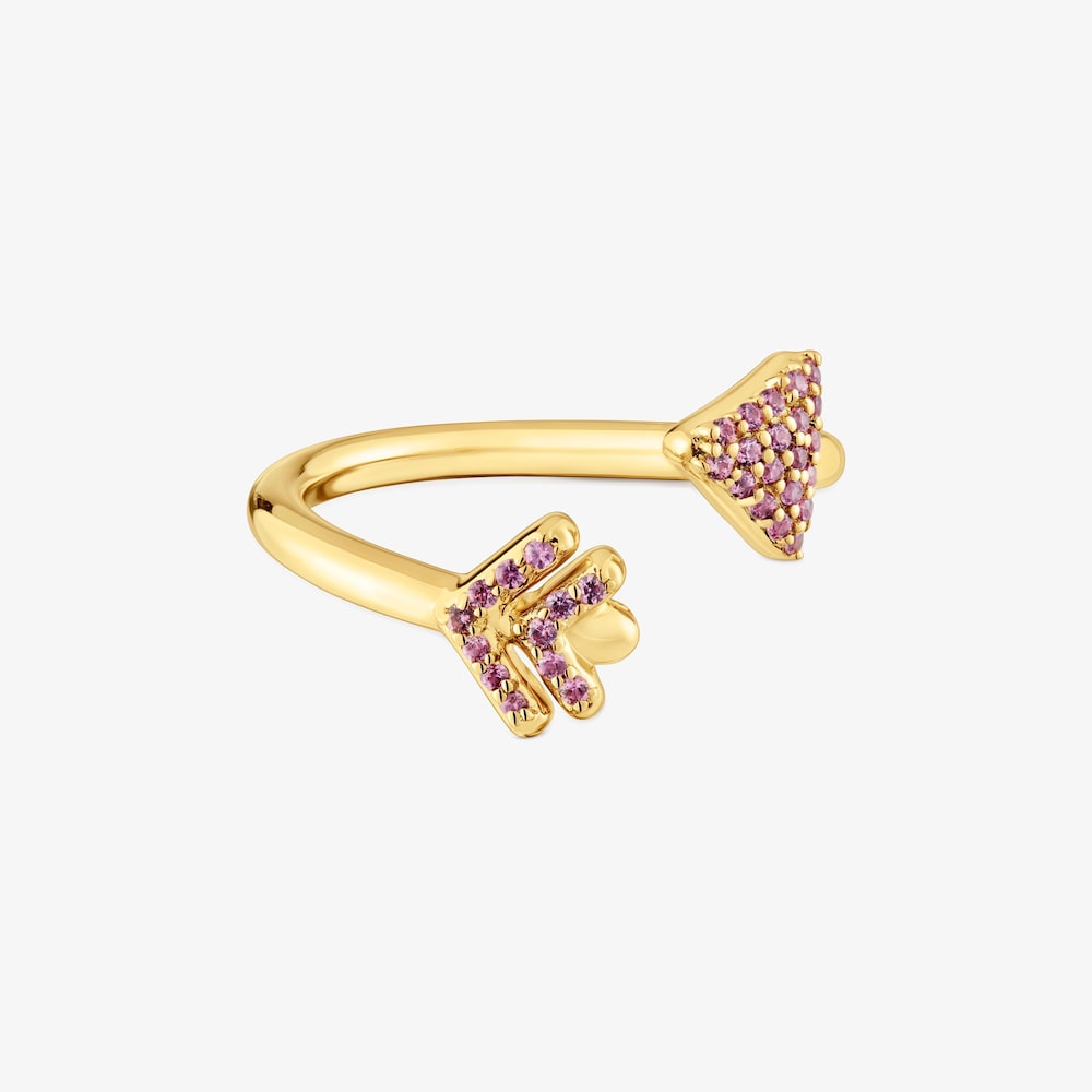 Bague ouverte en argent plaqu&eacute; or 18&nbsp;ct et rhodolites TOUS Flechazo