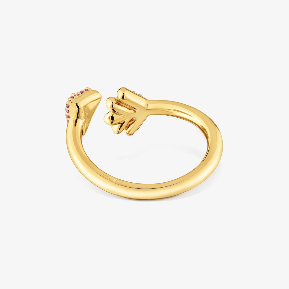 Bague ouverte en argent plaqu&eacute; or 18&nbsp;ct et rhodolites TOUS Flechazo