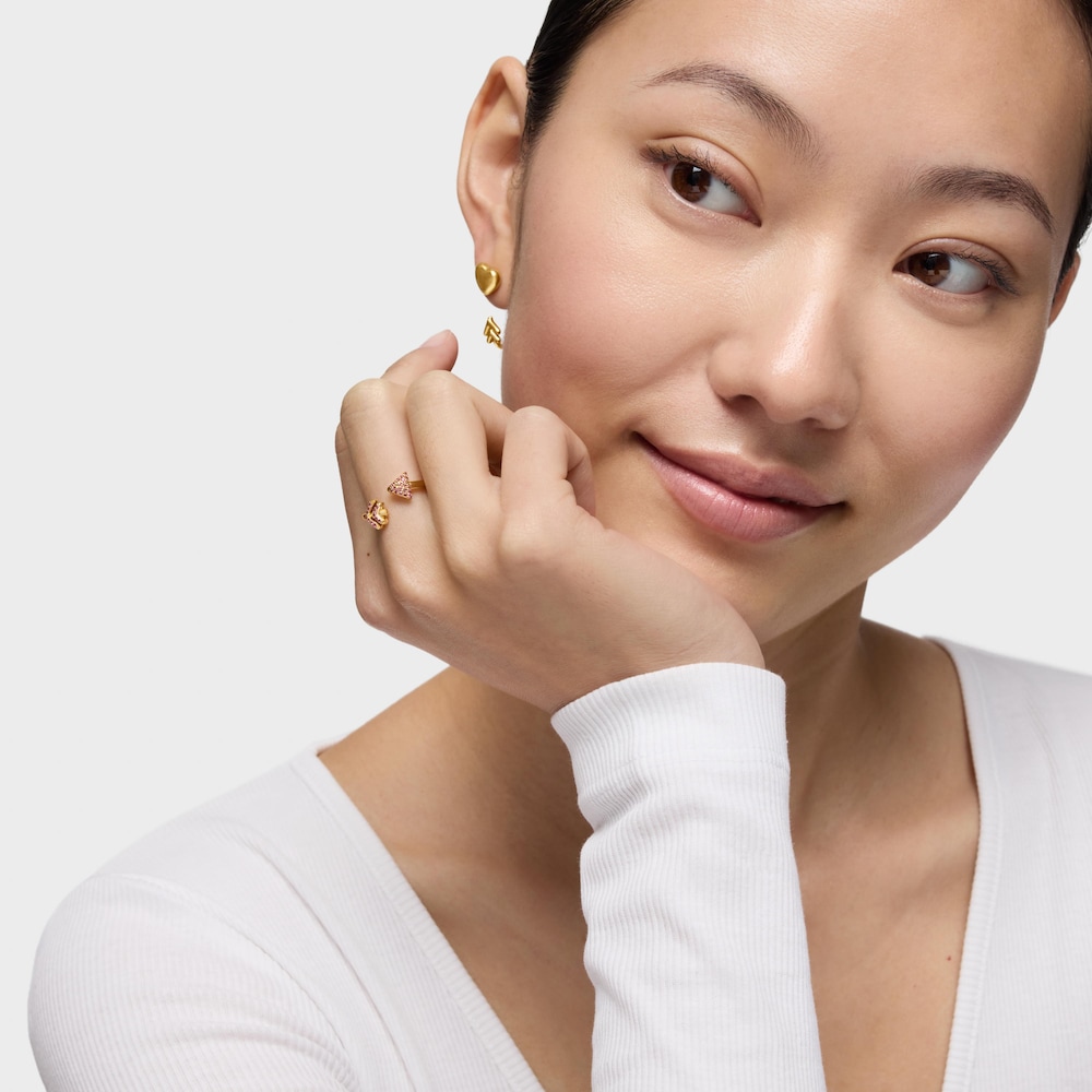 Bague ouverte en argent plaqu&eacute; or 18&nbsp;ct et rhodolites TOUS Flechazo