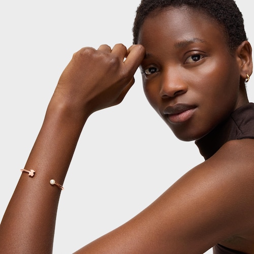 Braçalet esclava amb bany d'or rosa 18 kt sobre plata i perla cultivada d'aigua dolça Sweet Dolls