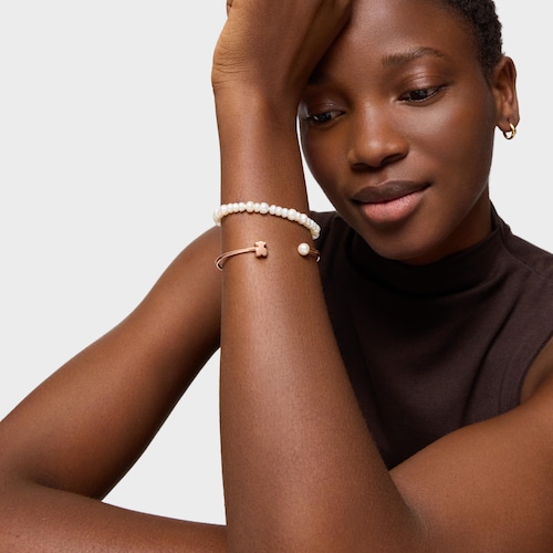 Braçalet esclava amb bany d'or rosa 18 kt sobre plata i perla cultivada d'aigua dolça Sweet Dolls