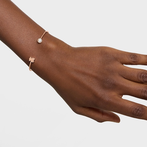 Braçalet esclava amb bany d'or rosa 18 kt sobre plata i perla cultivada d'aigua dolça Sweet Dolls