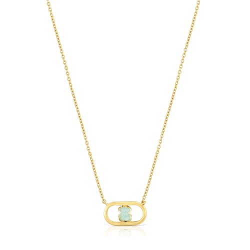 Colar banhado a ouro de 18 kt sobre prata e amazonita Camille