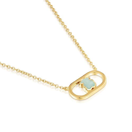 Colar banhado a ouro de 18 kt sobre prata e amazonita Camille