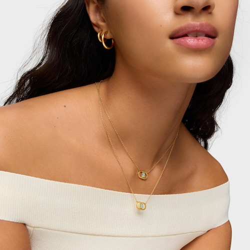 Colar banhado a ouro de 18 kt sobre prata e amazonita Camille