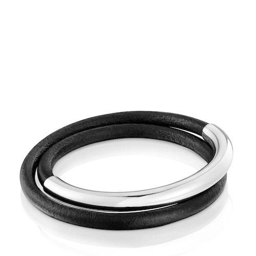 Silver and rubber Double bangle TOUS Bold Motif