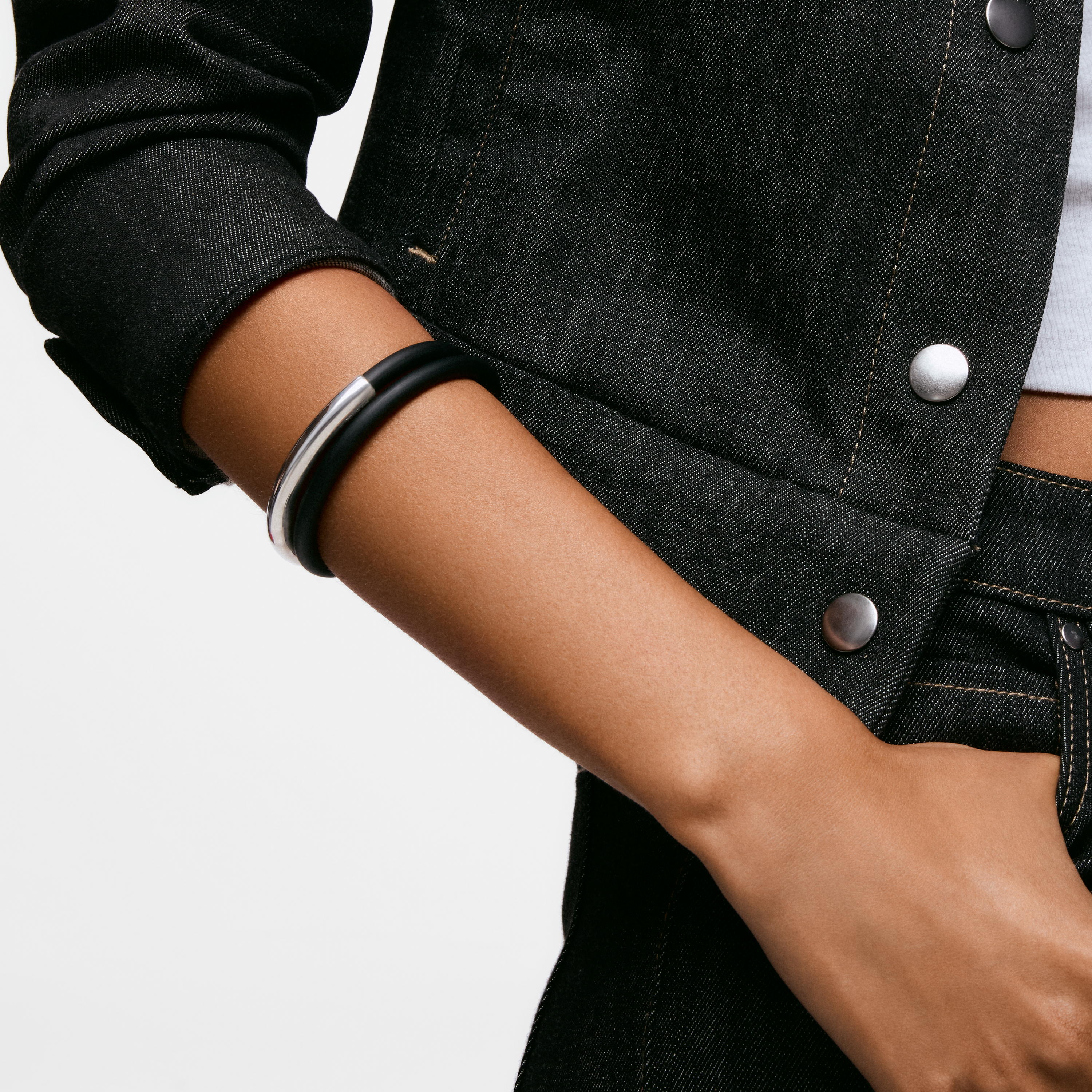 Silver and rubber Double bangle TOUS Bold Motif