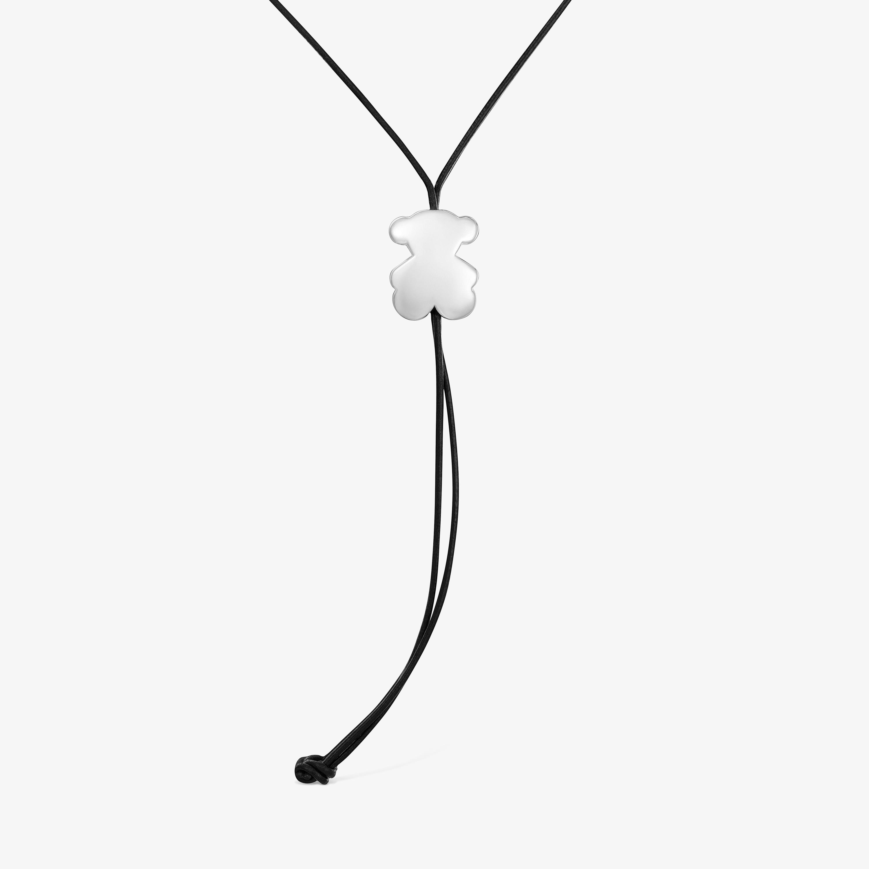 Long rubber Necklace with  mm silver bear TOUS Bold Motif