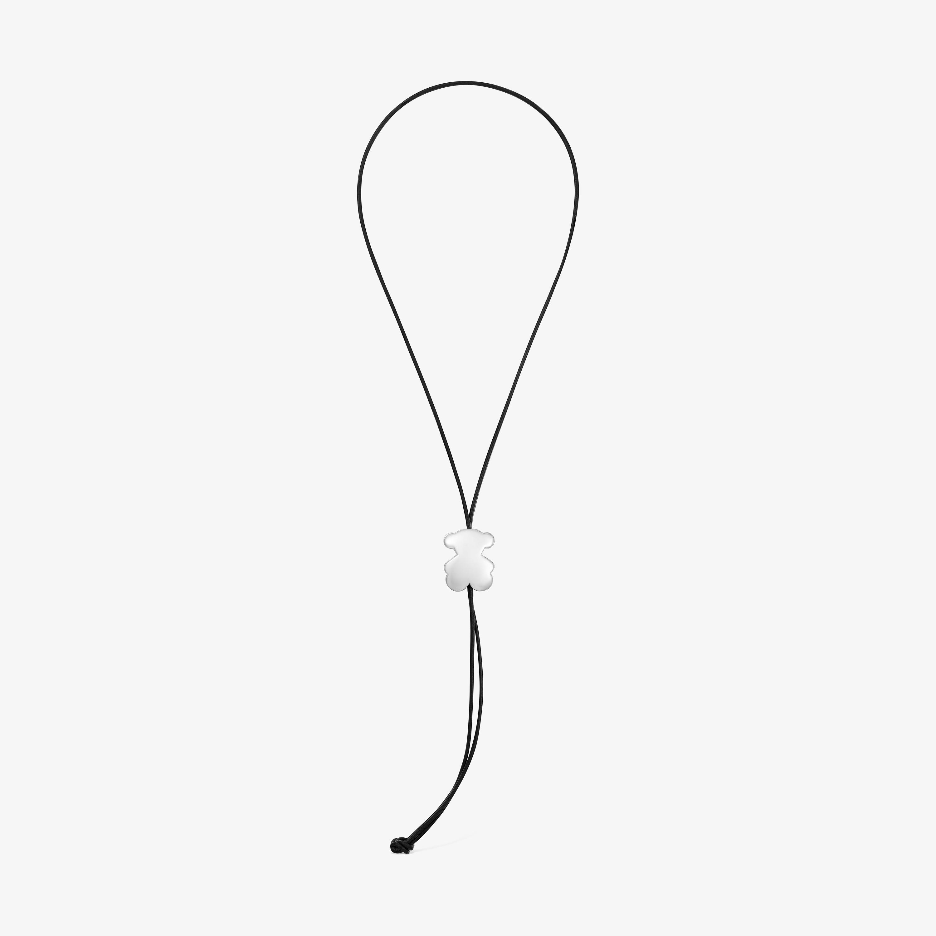 Long rubber Necklace with  mm silver bear TOUS Bold Motif