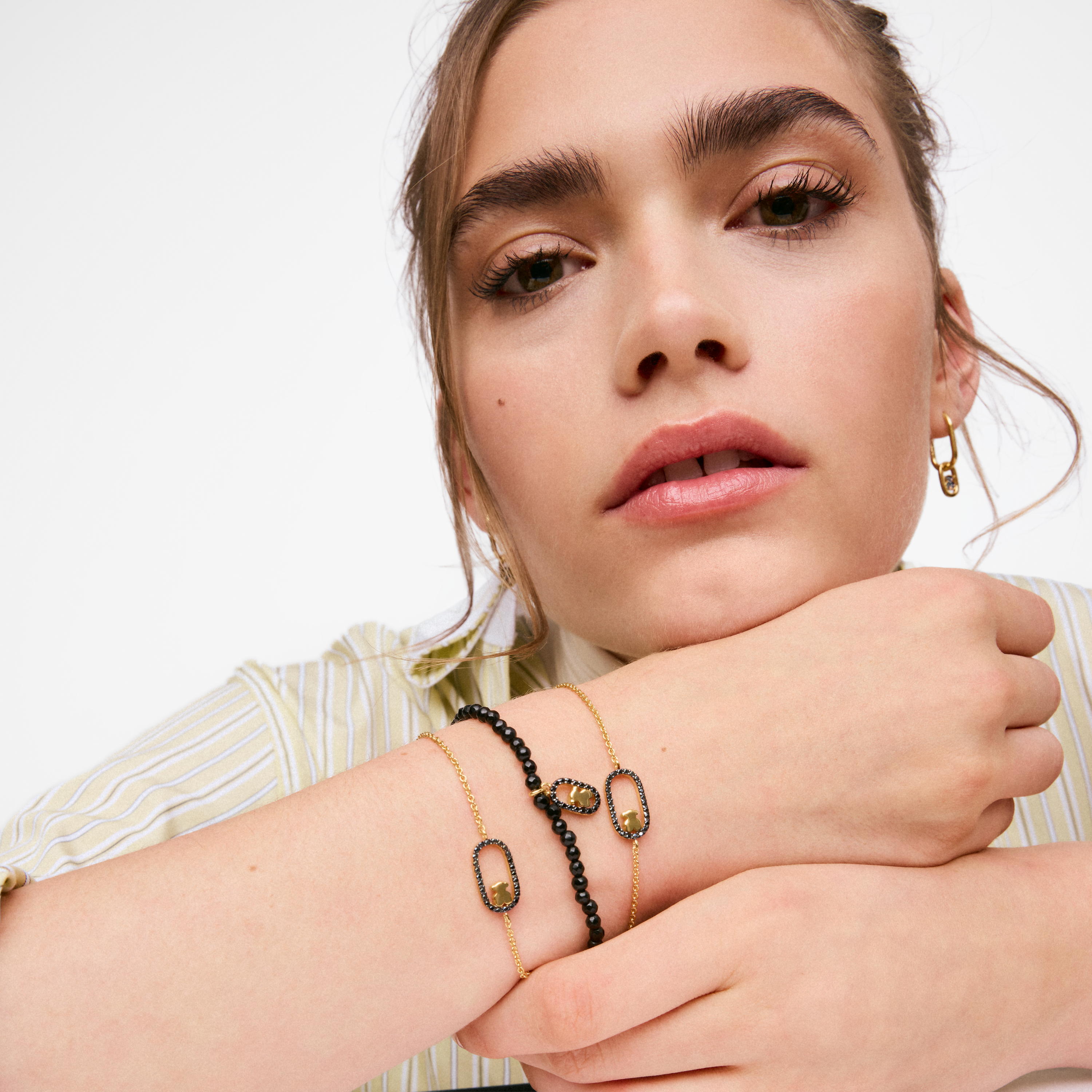 Chain bracelet with spinels and 18 kt gold plating on silver Camille