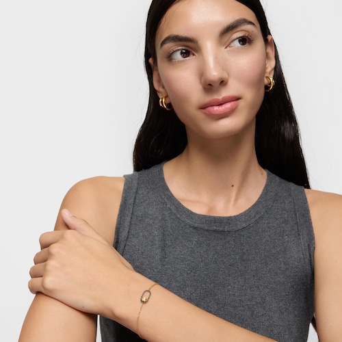 Pulseira elástica com spinelas e revestimento de ouro 18 kt sobre prata Camille