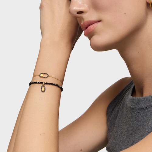 Pulseira elástica com spinelas e revestimento de ouro 18 kt sobre prata Camille