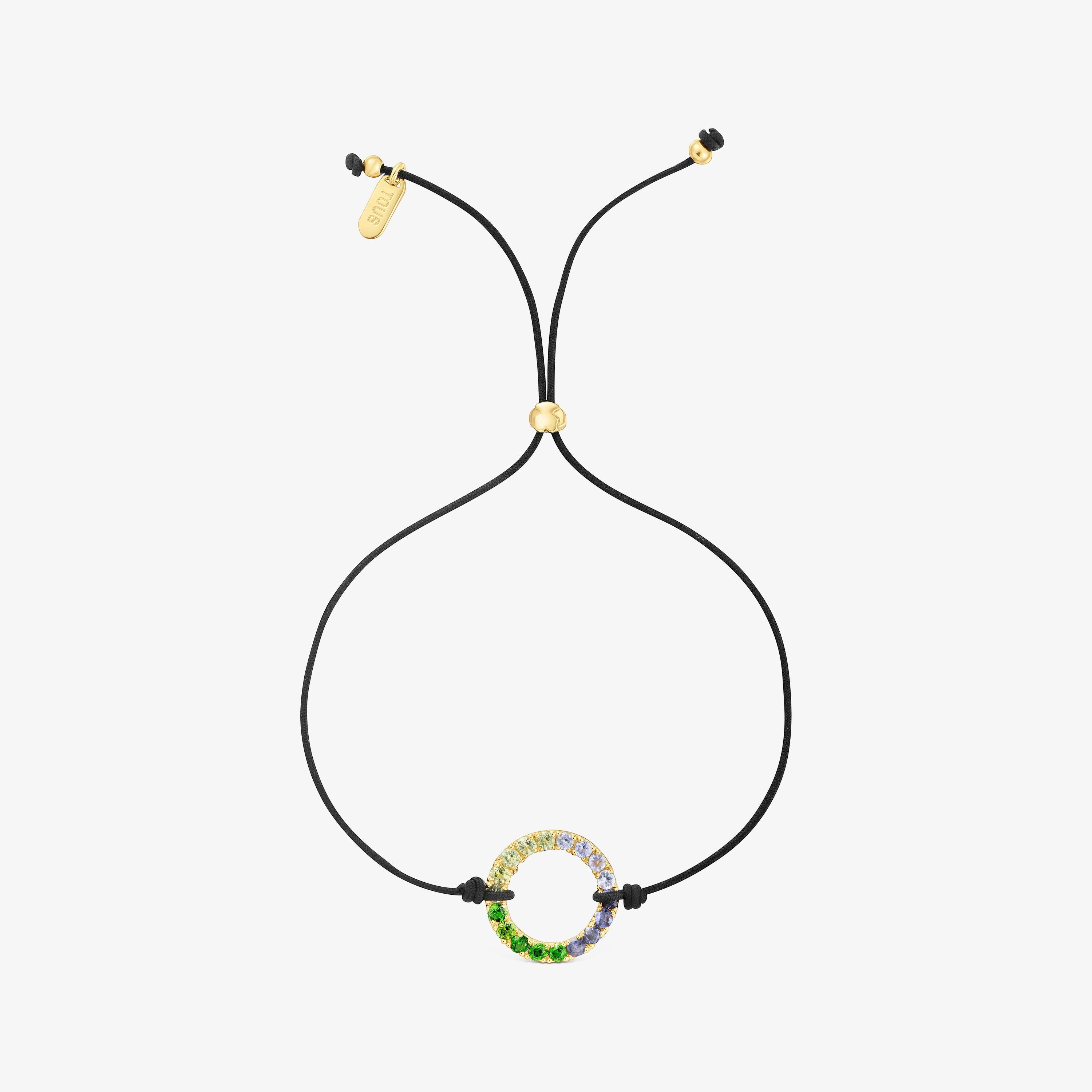 18K gold vermeil and black nylon Bracelet with gemstones TOUS Straight
