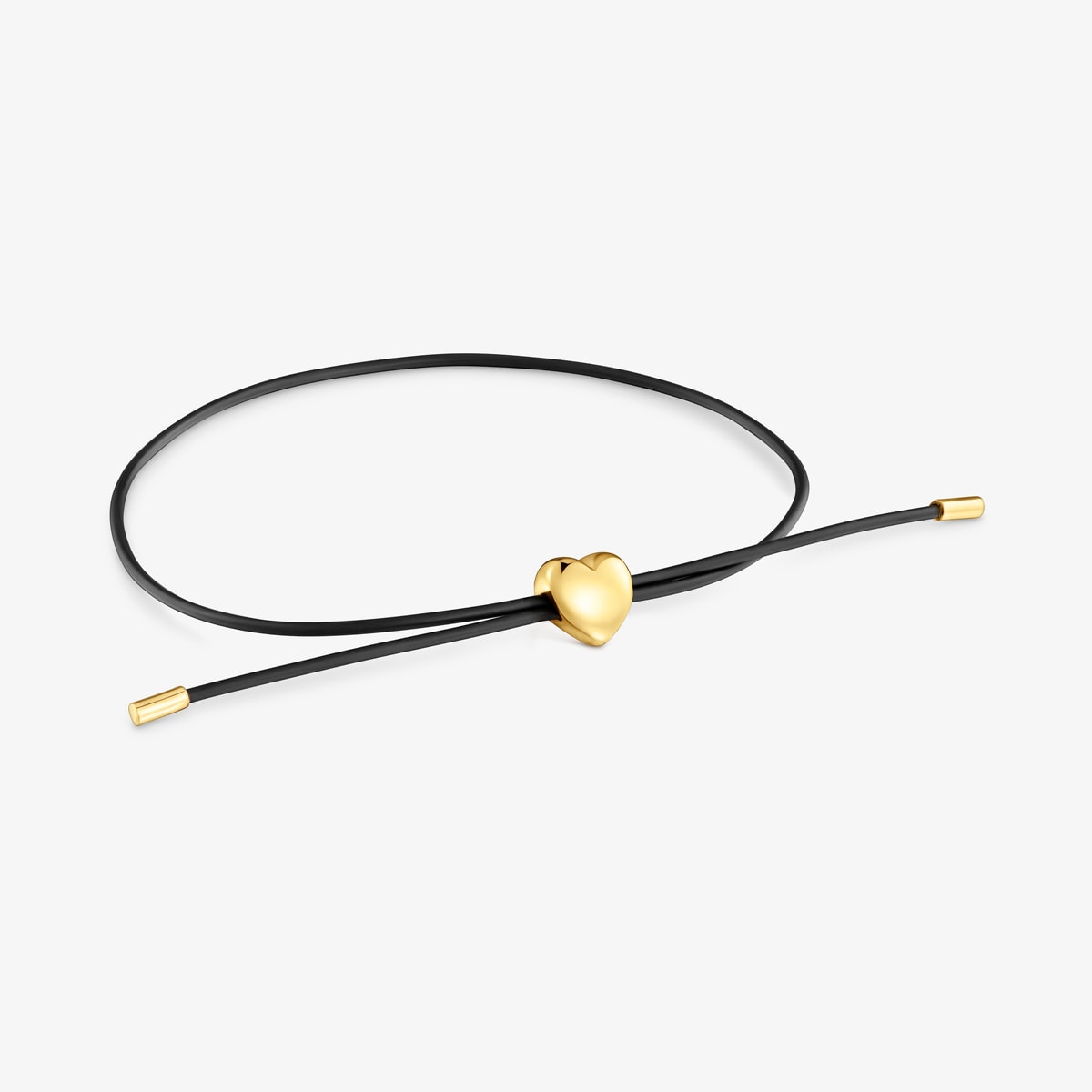 Tous - Pulsera Corazón De Oro 14 Kt Y Caucho Bold Motif - Negro