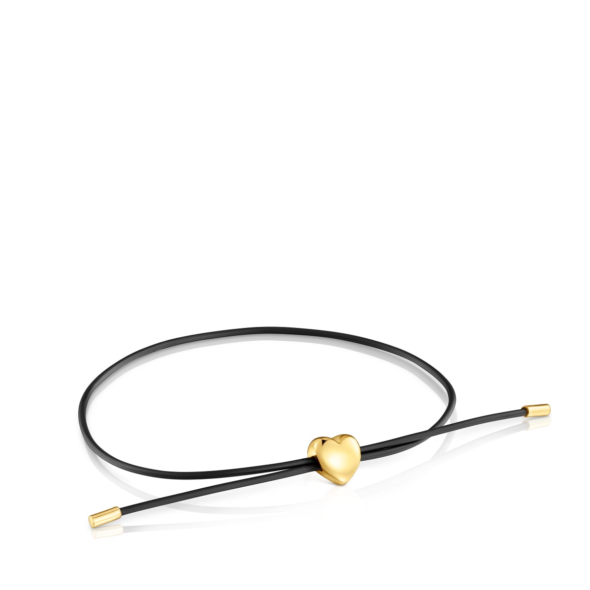 Tous - Pulsera Corazón De Oro 14 Kt Y Caucho Bold Motif - Negro