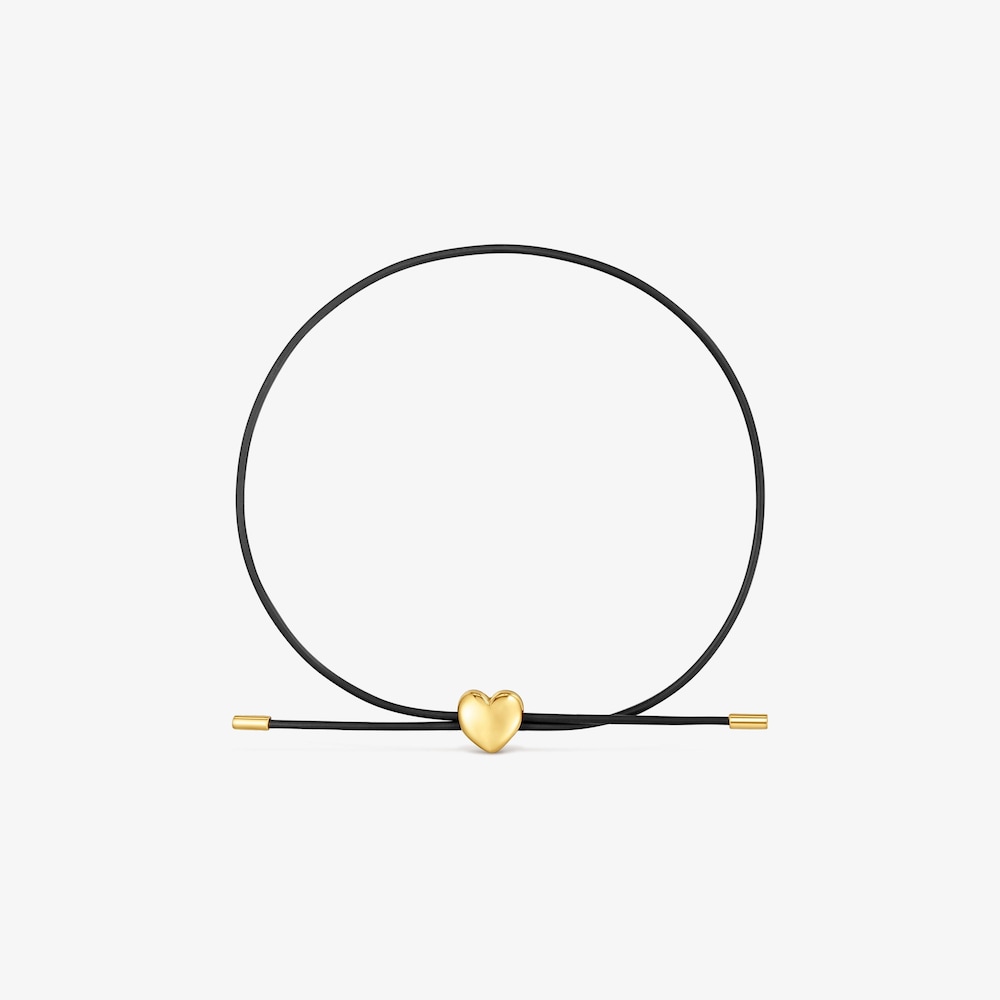 Pulsera coraz&oacute;n de oro 14 kt y caucho Bold Motif