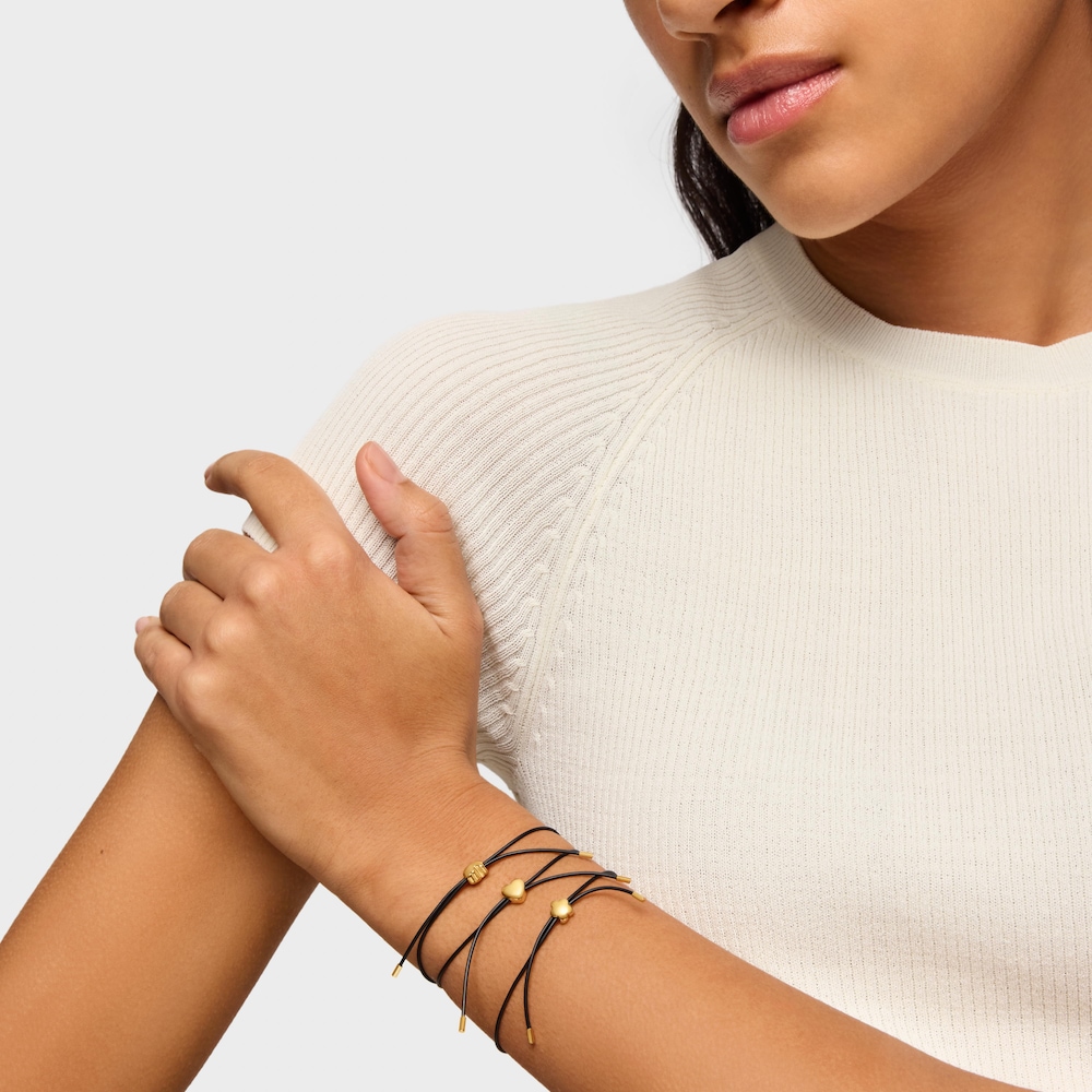 Pulsera coraz&oacute;n de oro 14 kt y caucho Bold Motif