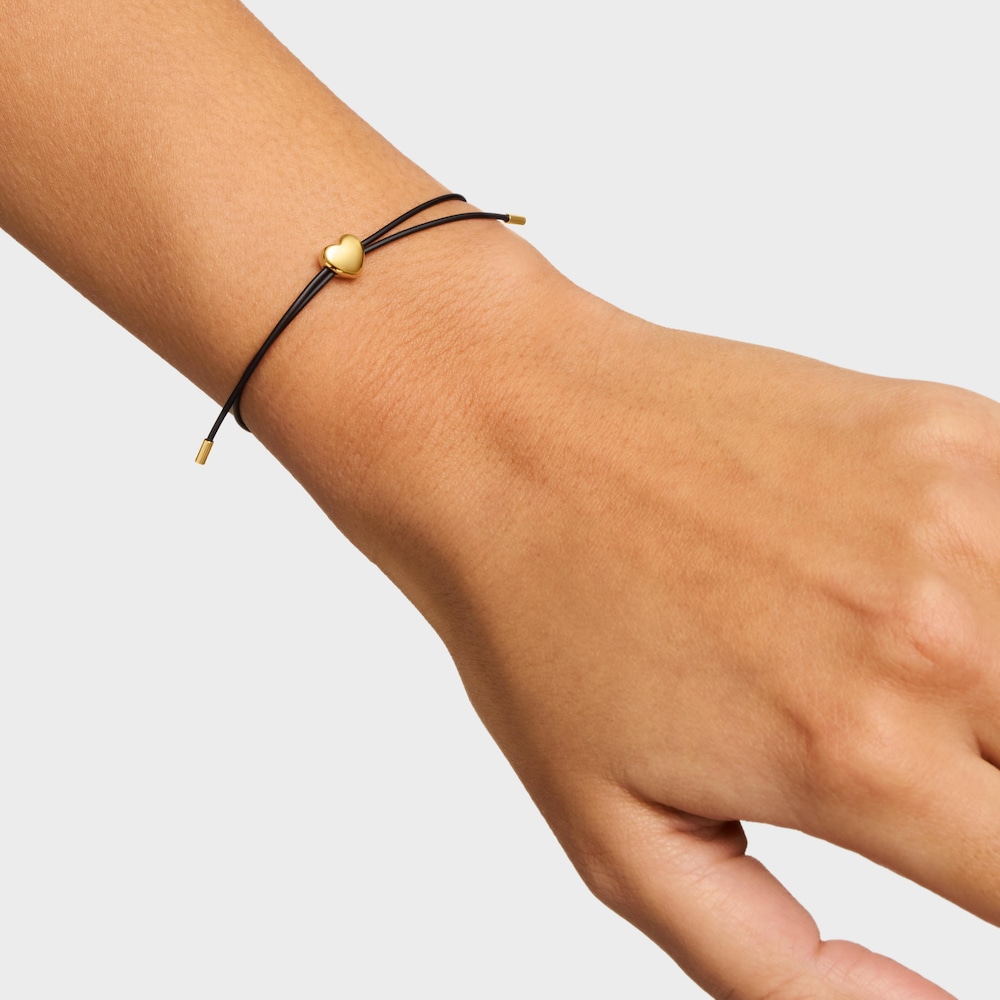 Pulsera coraz&oacute;n de oro 14 kt y caucho Bold Motif