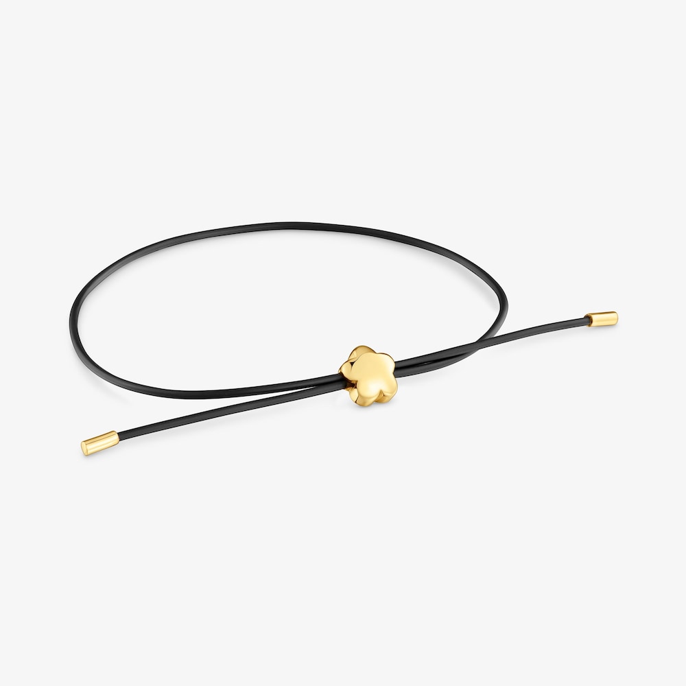Pulsera flor de oro 14 kt y caucho Bold Motif