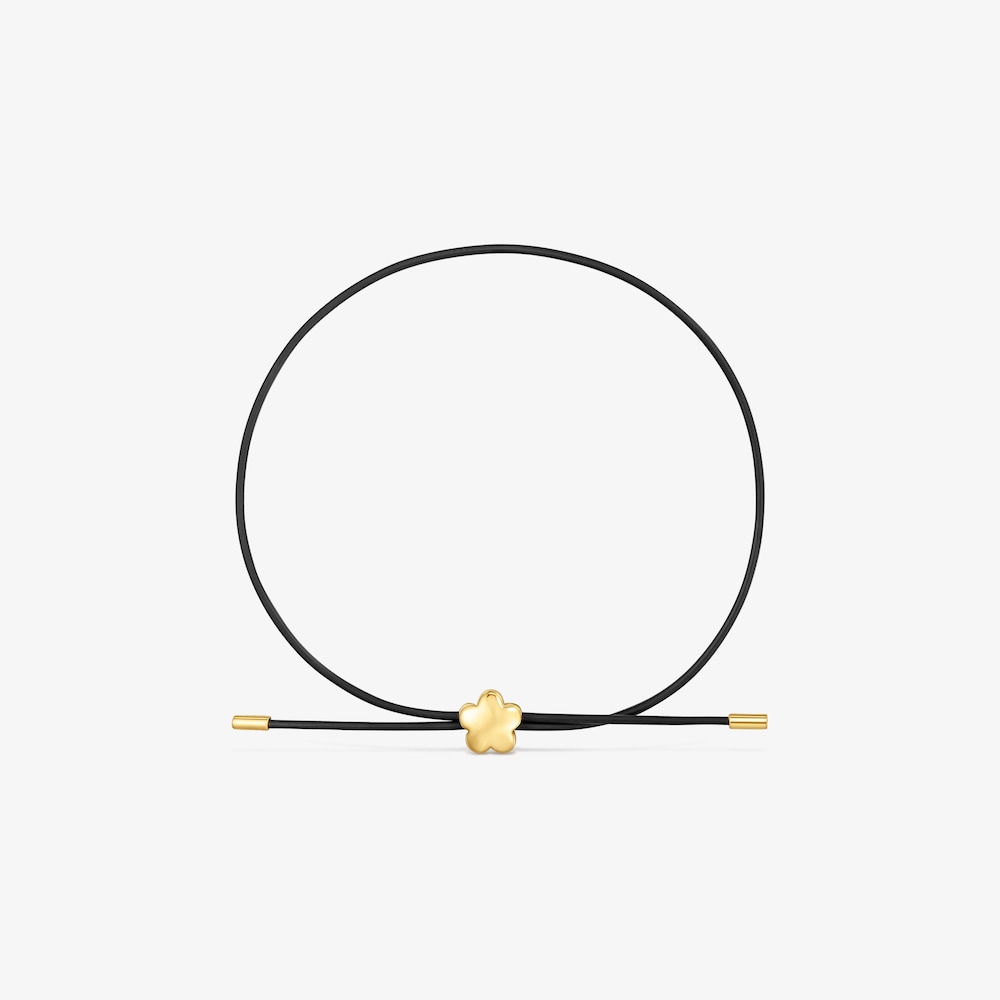 Pulsera flor de oro 14 kt y caucho Bold Motif