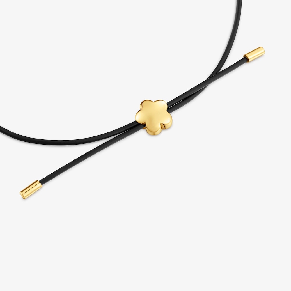 Pulsera flor de oro 14 kt y caucho Bold Motif