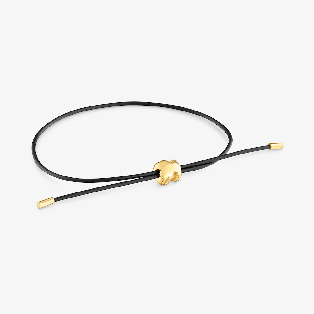 Pulsera oso de oro 14 kt y caucho Bold Motif