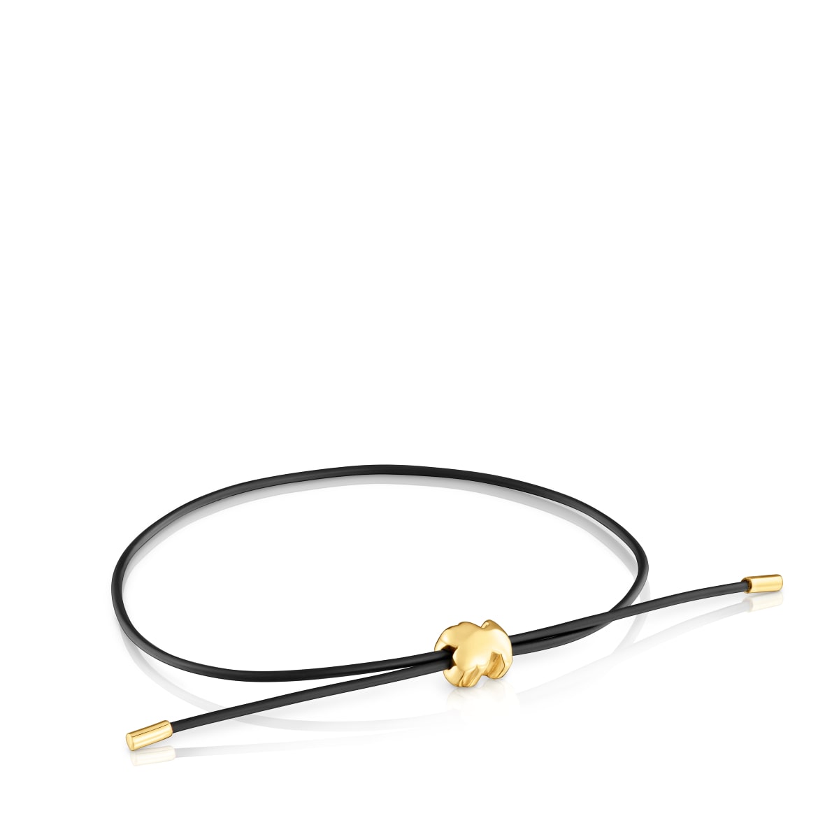 Tous - Pulsera Oso De Oro 14 Kt Y Caucho Bold Motif - Negro