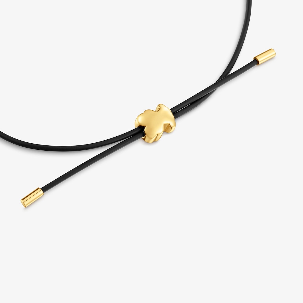 Pulsera oso de oro 14 kt y caucho Bold Motif