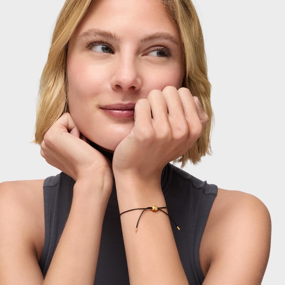 Pulsera oso de oro 14 kt y caucho Bold Motif