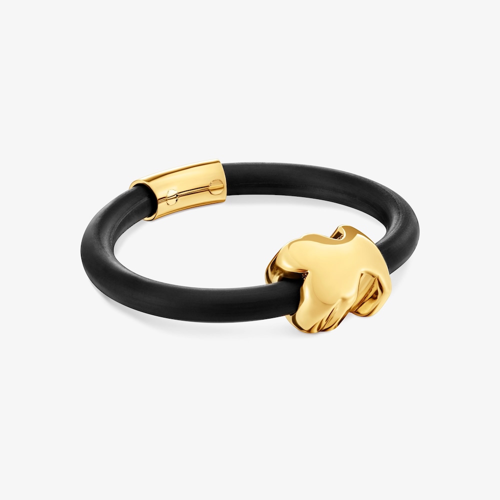 Anillo oso de oro 14 kt y caucho Bold Motif