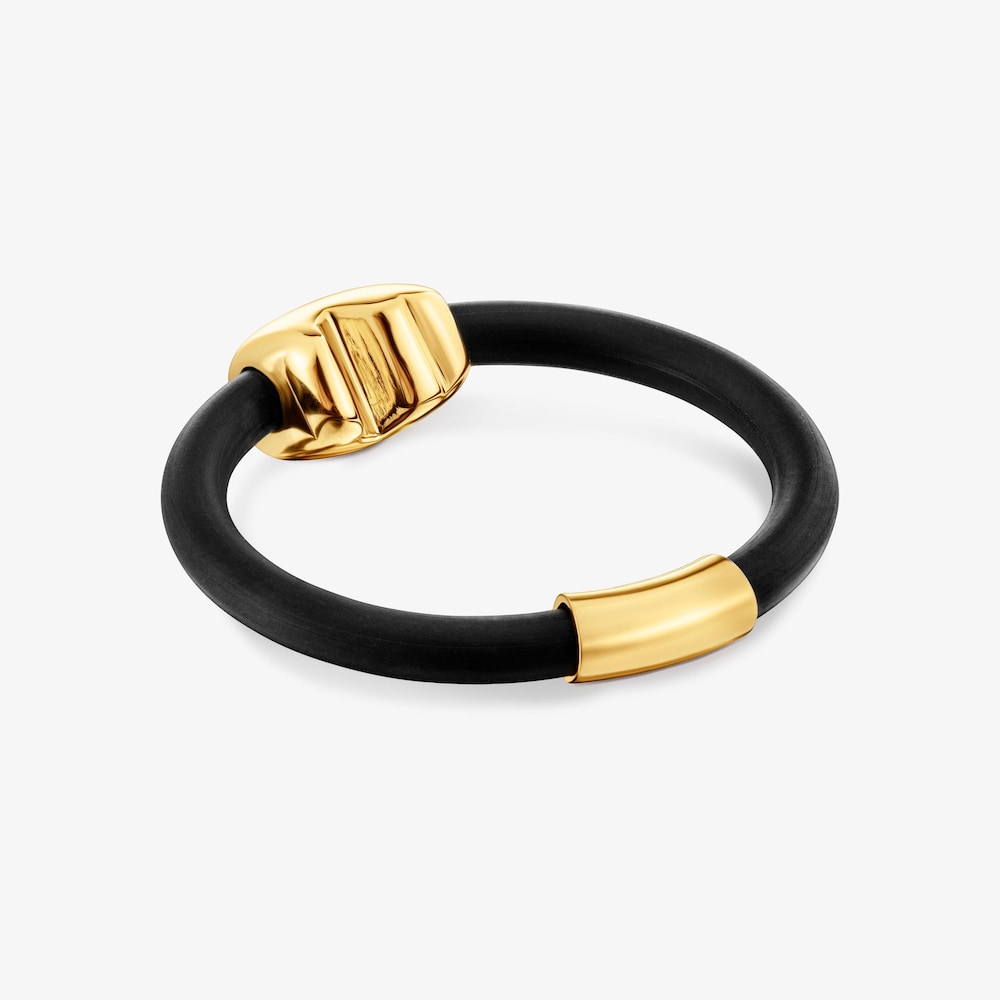 Anillo oso de oro 14 kt y caucho Bold Motif