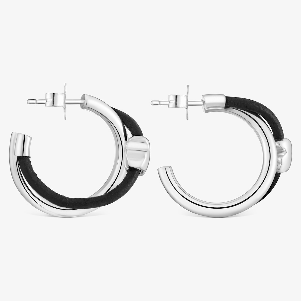 Boucles d&rsquo;oreilles cr&eacute;oles ours en argent et caoutchouc 24 mm Bold Motif