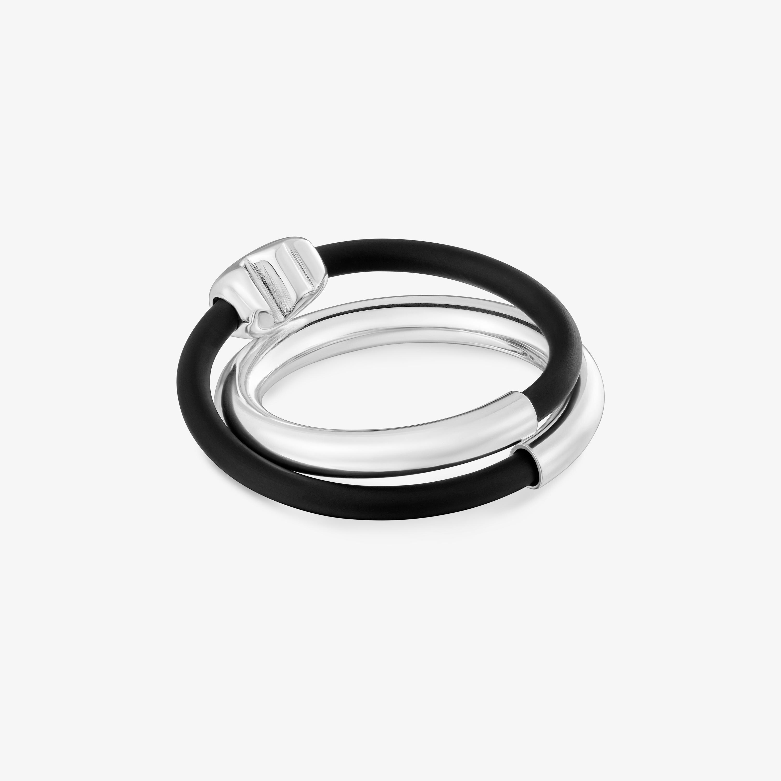 Silver and rubber bear Double ring TOUS Bold Motif