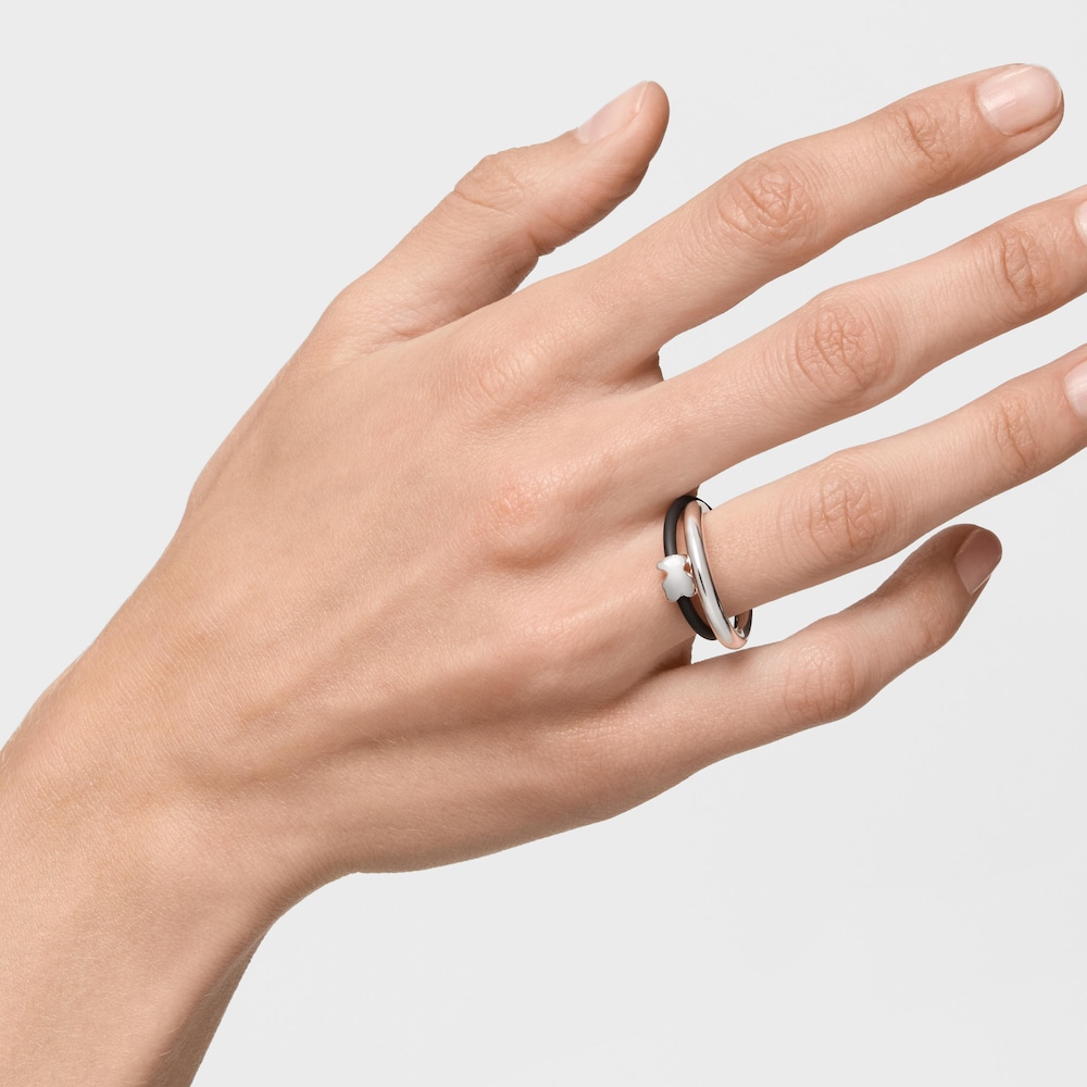 Silver and rubber bear Double ring TOUS Bold Motif