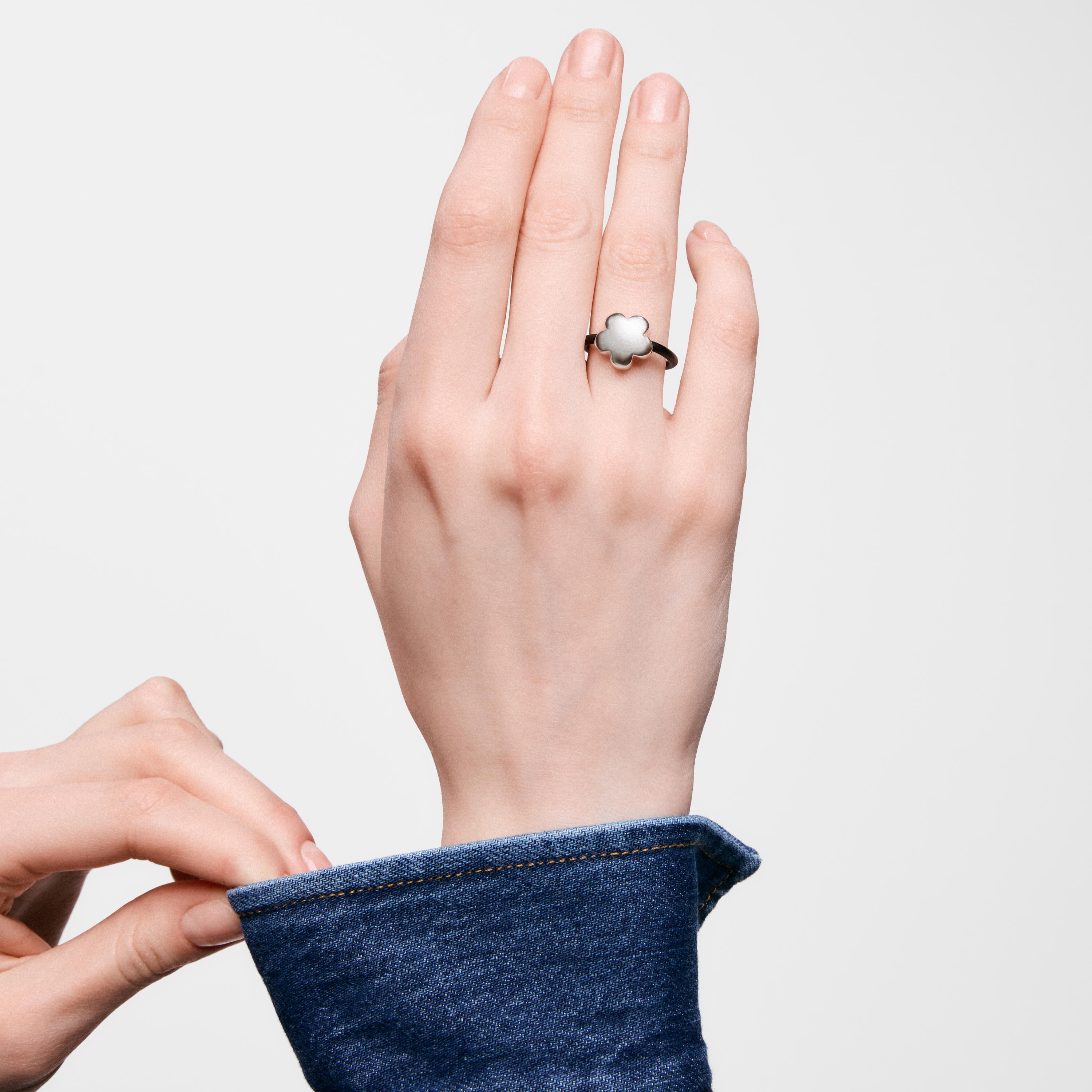Silver and rubber flower Ring TOUS Bold Motif