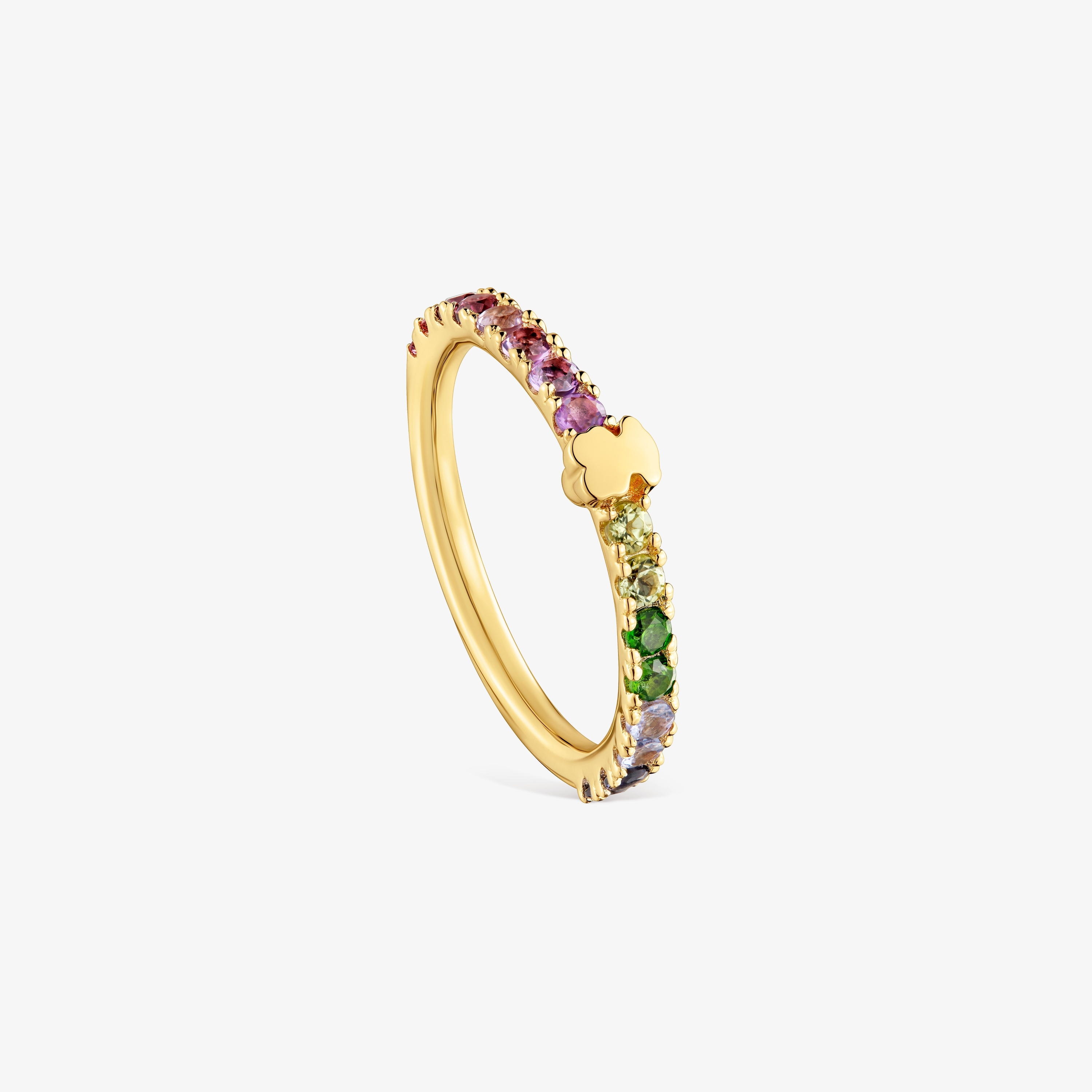 18K gold vermeil Ring with gemstones TOUS Straight