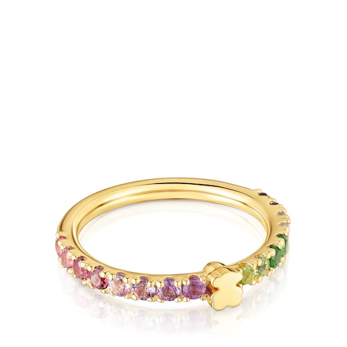 Ring aus 18&nbsp;kt vergoldetem Silber mit Edelsteinen TOUS Straight