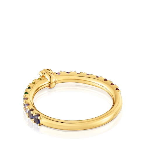 Ring aus 18&nbsp;kt vergoldetem Silber mit Edelsteinen TOUS Straight