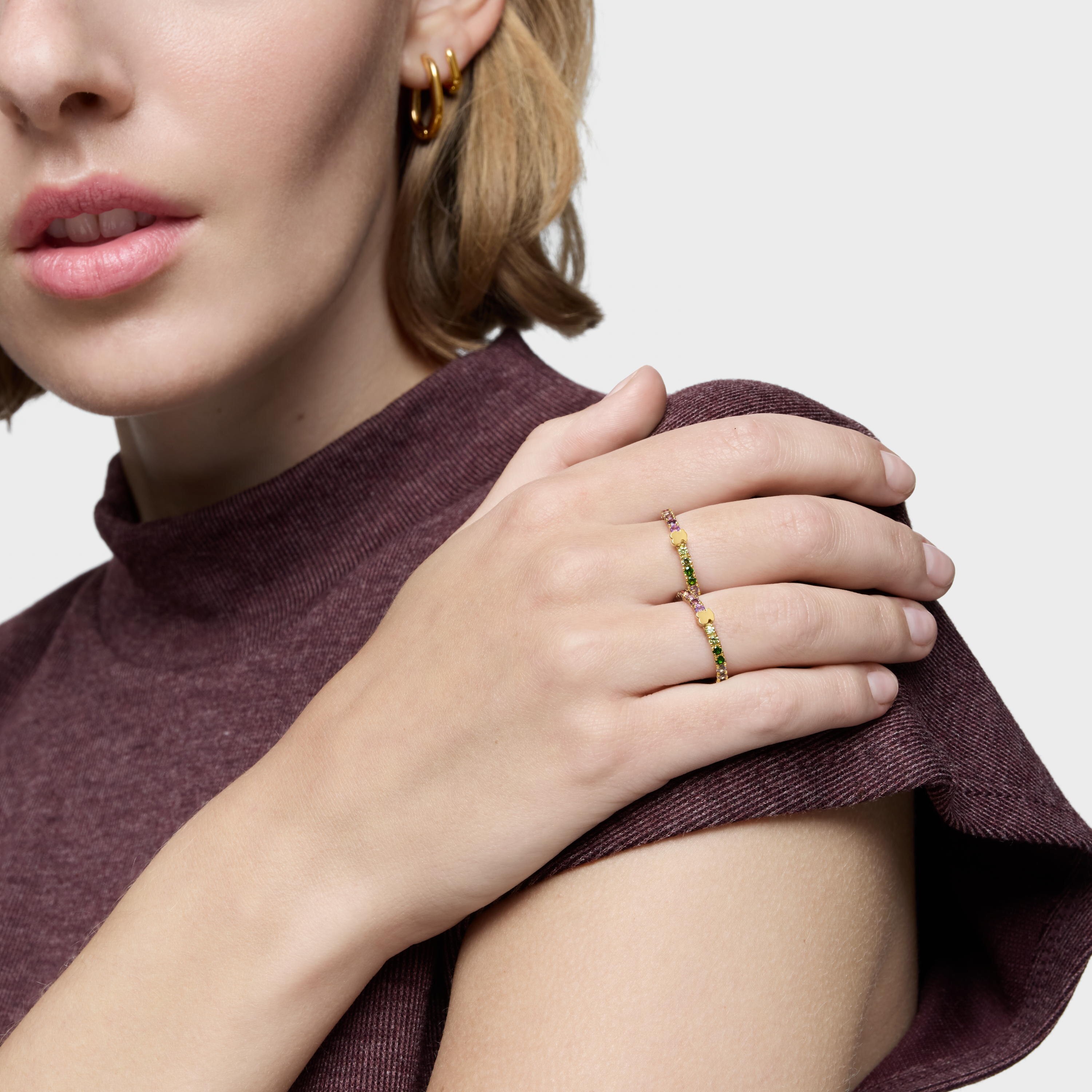 18K gold vermeil Ring with gemstones TOUS Straight