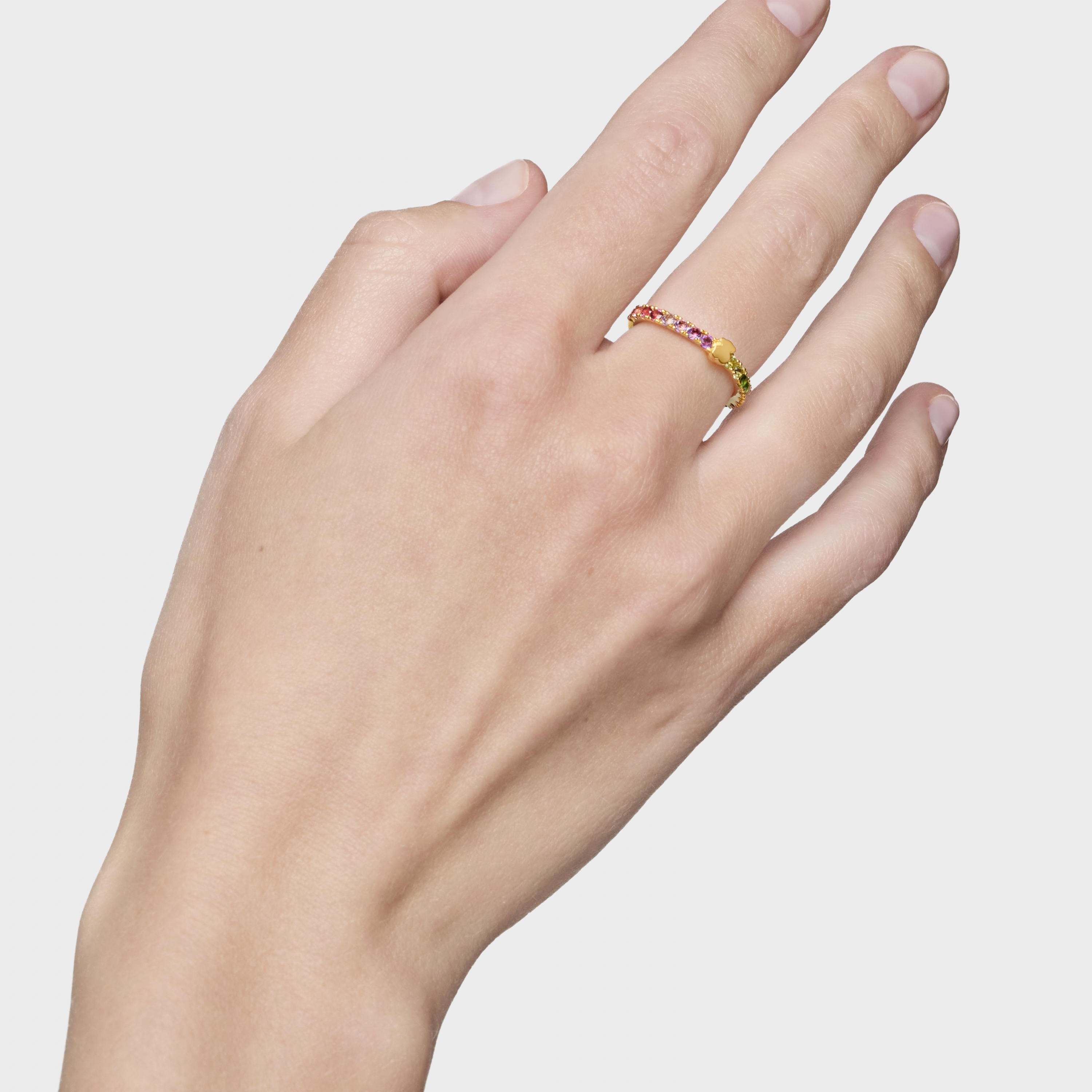 18K gold vermeil Ring with gemstones TOUS Straight