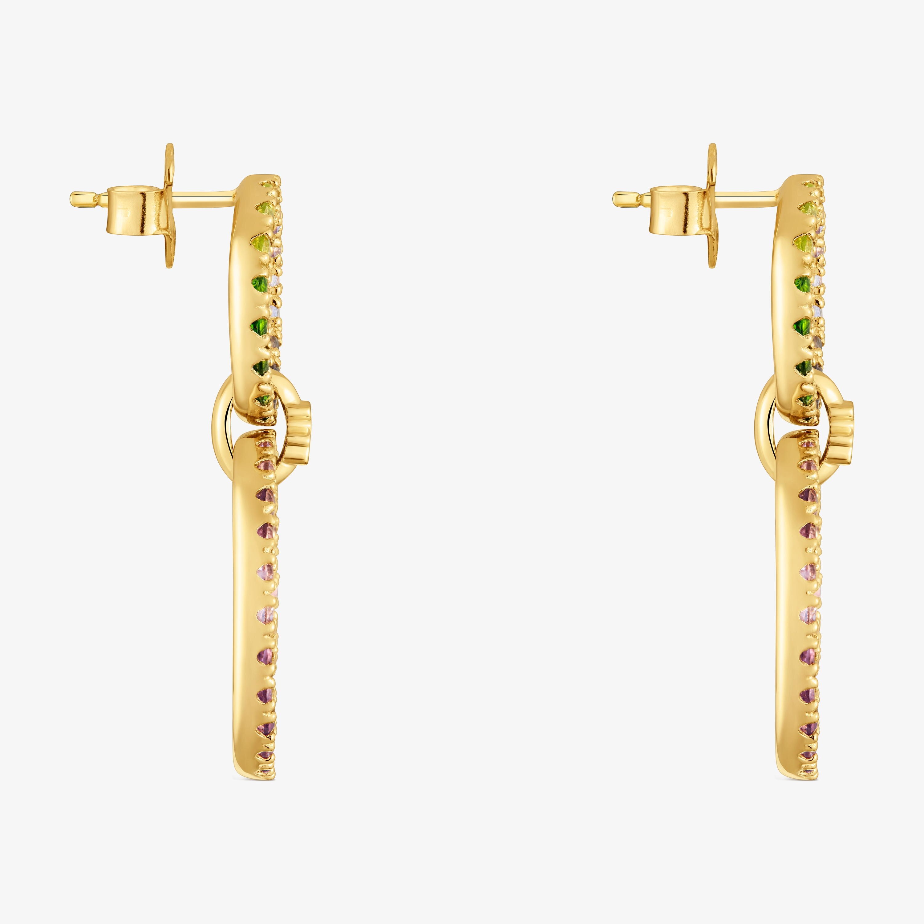 18K gold vermeil Double circle earrings with gemstones TOUS Straight