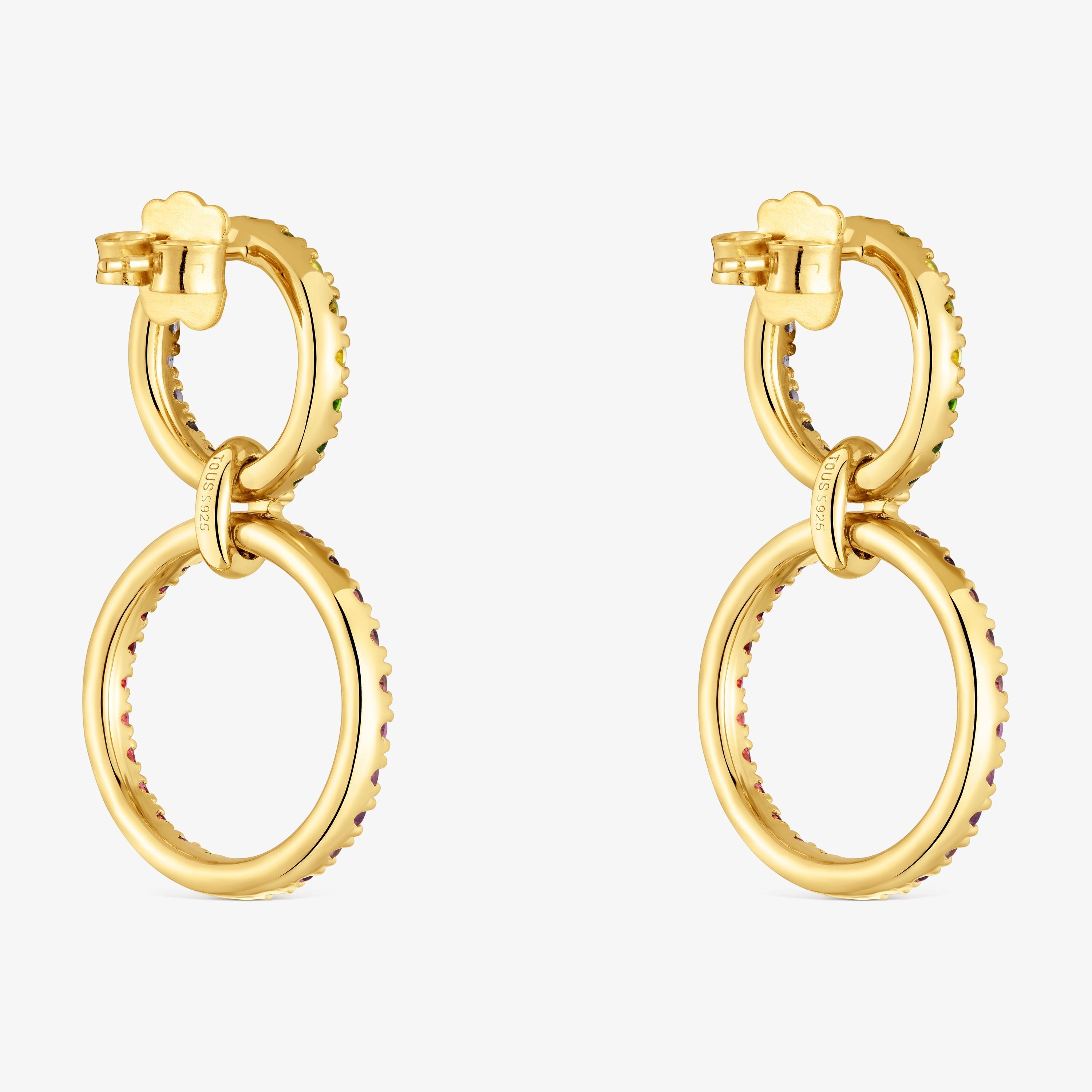 18K gold vermeil Double circle earrings with gemstones TOUS Straight