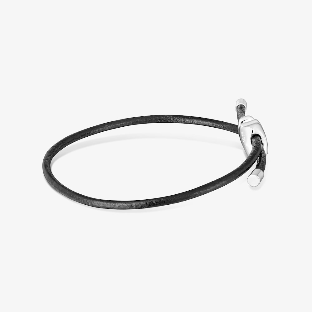 Pulsera oso de plata y caucho 12 mm Bold Motif