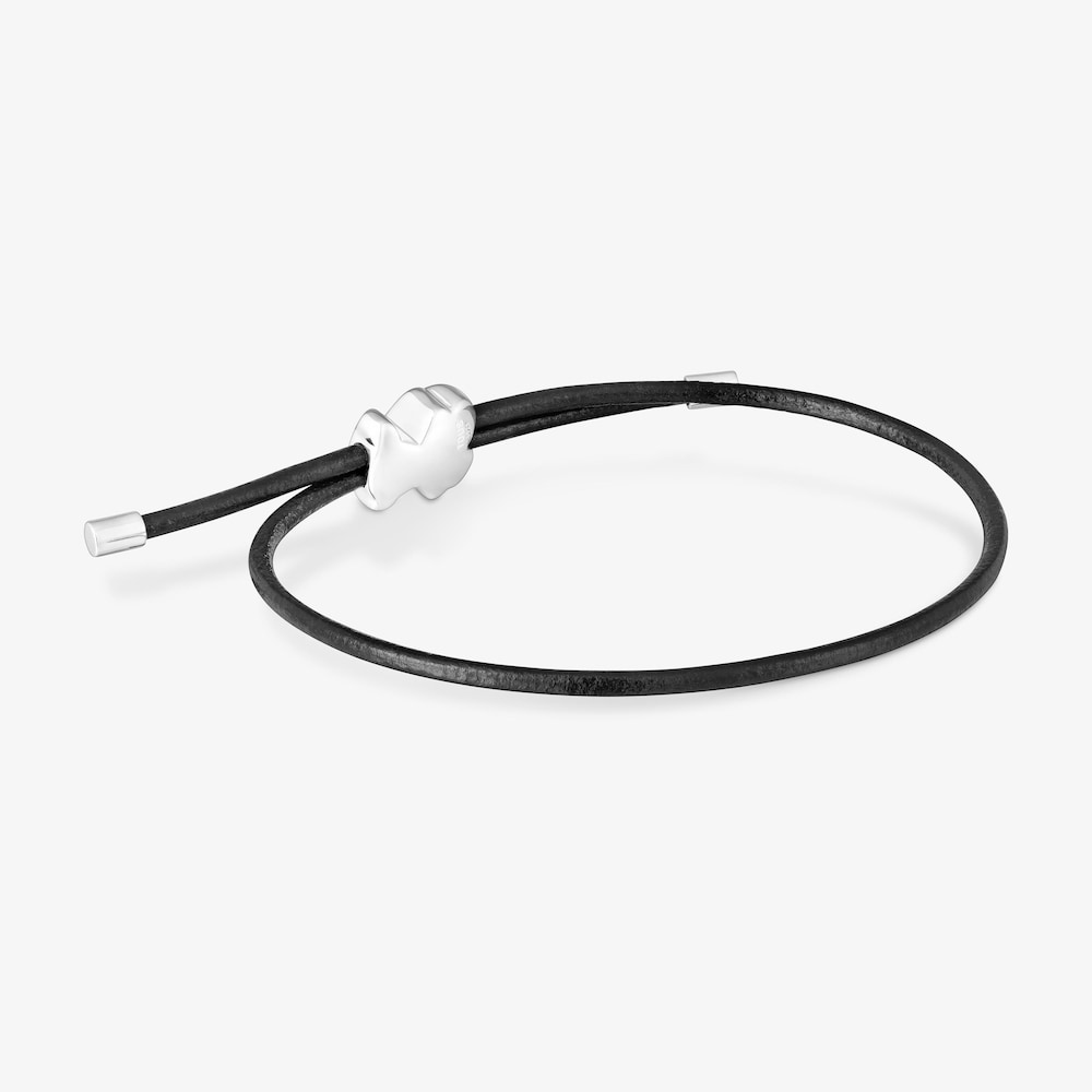 Pulsera oso de plata y caucho 12 mm Bold Motif