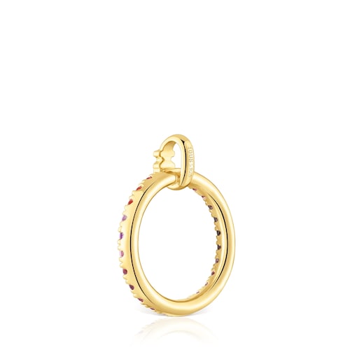 Dije con ba&ntilde;o de oro 18 kt sobre plata y gemas Straight